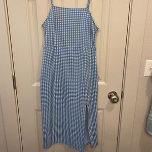 Zara Blue and White checkered midi dress